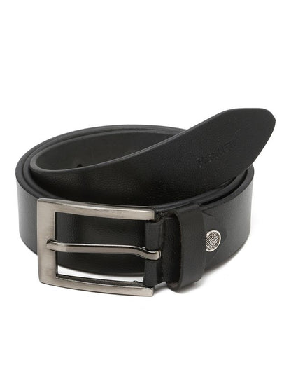 KOSHER Black Color Men's Textured Genuine Leather Belt With Antiqe Finish Buckle – Elegant Textured Finish Belt