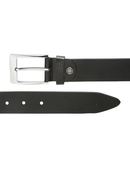 KOSHER Black Color Men's Classic Genuine Leather Belt – Textured With Polished S.S Finish Buckle