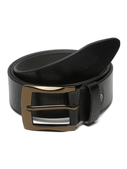 KOSHER Black Color Men's Classic Genuine Leather Belt With Blackish Gold Finish Buckle