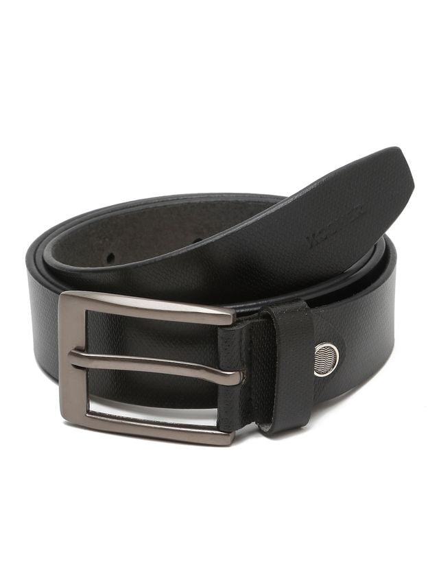 KOSHER Black Color Men's Textured Genuine Leather Belt With Antiqe Finish Buckle – Elegant Textured Finish Belt