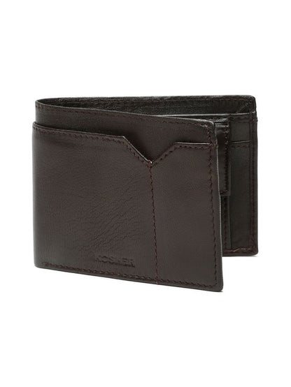KOSHER Brown Color v Strap Premium Leather Wallet with tich button coin pocket wallet for men's