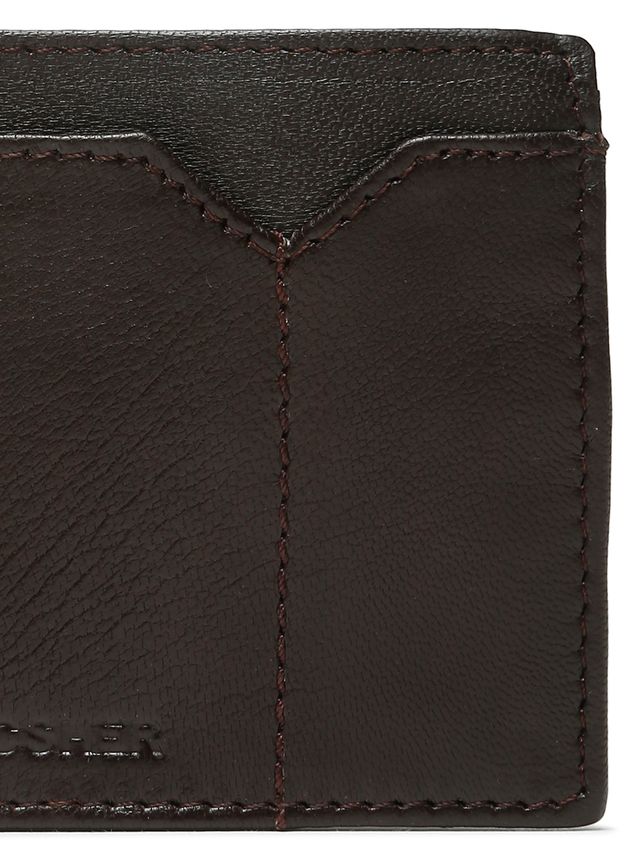 KOSHER Brown Color v Strap Premium Leather Wallet with tich button coin pocket wallet for men's