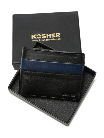 KOSHER Black Color Premium Soft Leather With Zipp Coin Pocket Wallet for Men's