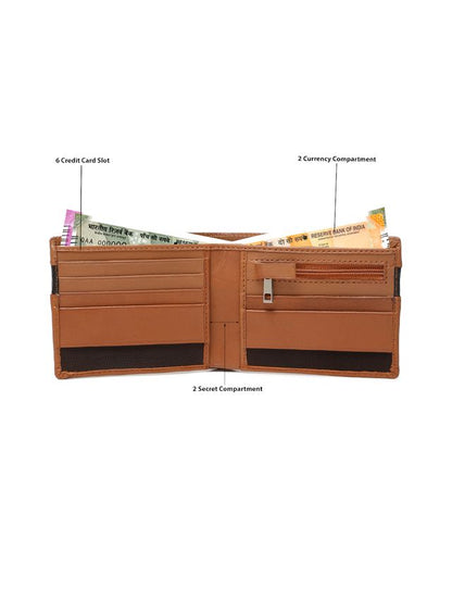 KOSHER Tan Color Premium Soft Leather With Zipp Coin Pocket Wallet for Men's