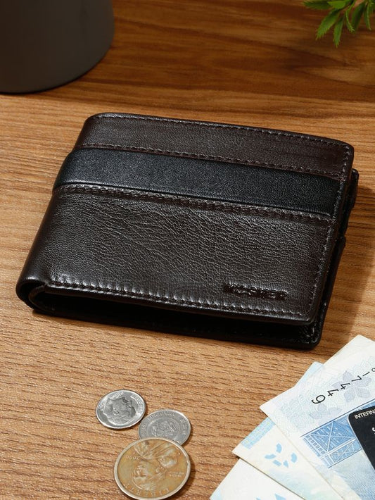 KOSHER Brown Color Premium Soft Leather With Zipp Coin Pocket Wallet for Men's
