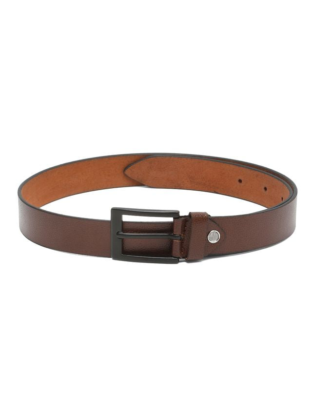 KOSHER Brown Color Men's Classic NDM Genuine Leather Belt with Matte Black Buckle