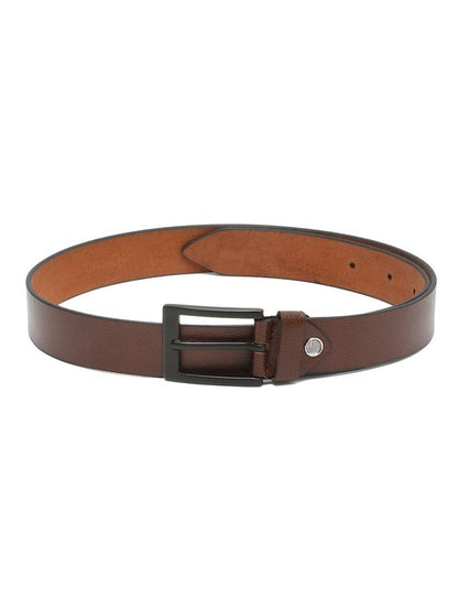 KOSHER Brown Color Men's Classic NDM Genuine Leather Belt with Matte Black Buckle
