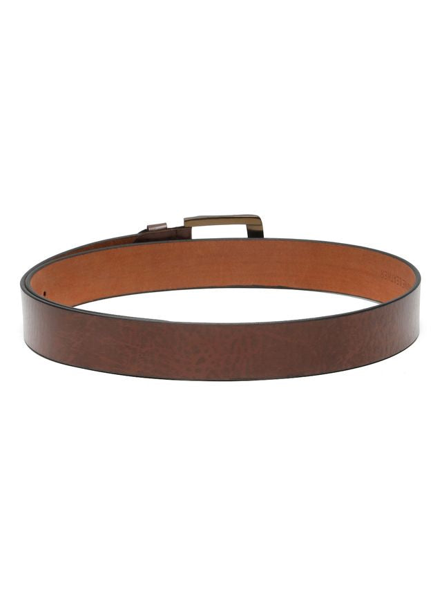 KOSHER Brown Color Men's Classic Genuine Leather Belt With Blackish Gold Finish Buckle