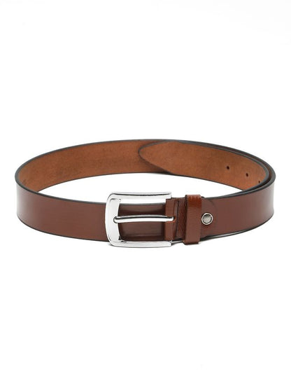 KOSHER Brown Color Men's Classic Genuine Leather Belt – Textured With Polished S.S Finish Buckle