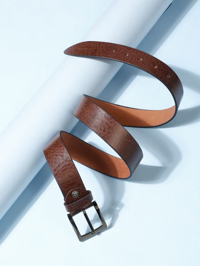 KOSHER Brown Color Men's Classic Genuine Leather Belt With Blackish Gold Finish Buckle