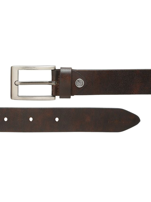 KOSHER Brown Color Men's Textured Genuine Leather Belt With Antiqe Finish Buckle – Elegant Textured Finish Belt