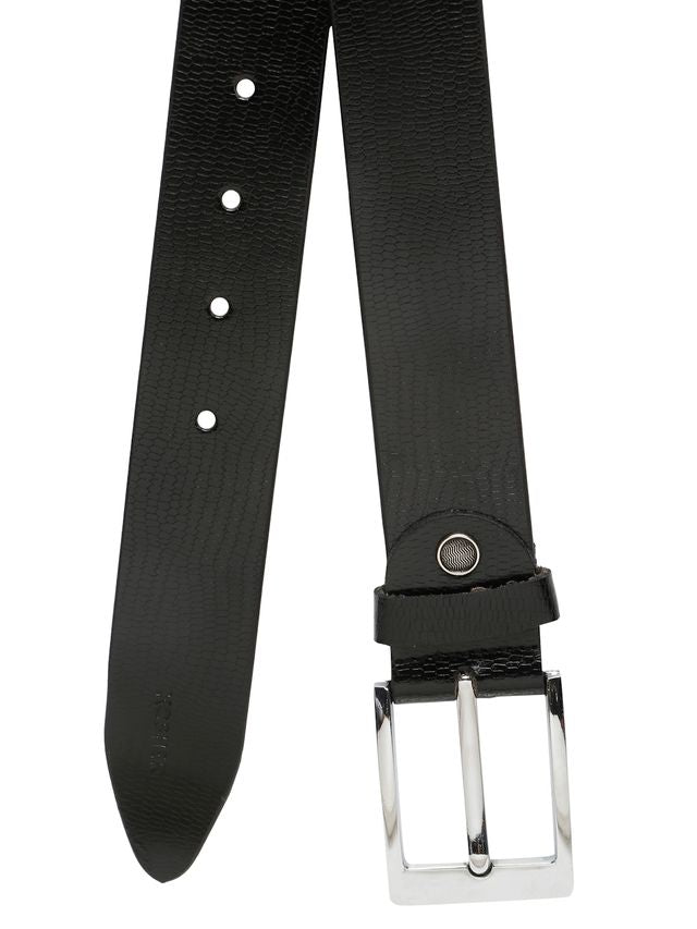 KOSHER Black Color Men's Classic Genuine Leather Belt – Textured With Polished S.S Finish Buckle