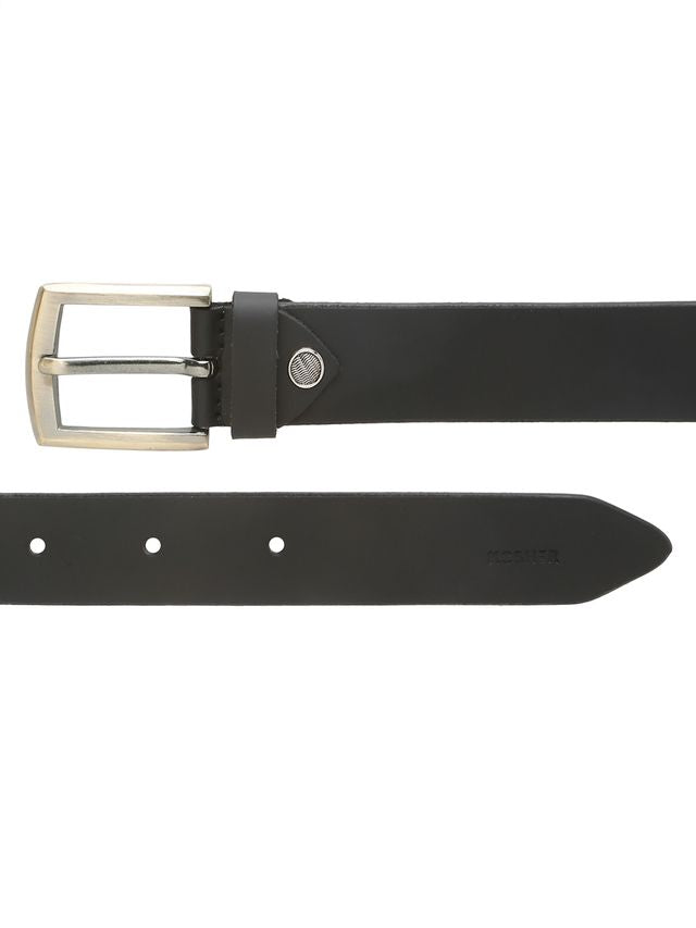 KOSHER Black Color Men's Genuine Leather Belt with Antique Brass Finish-Buckle
