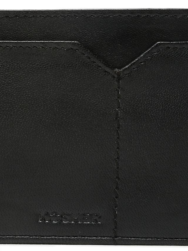 KOSHER Black Color V Strap Premium Leather Wallet With Tich Button Coin Pocket Wallet For Men's