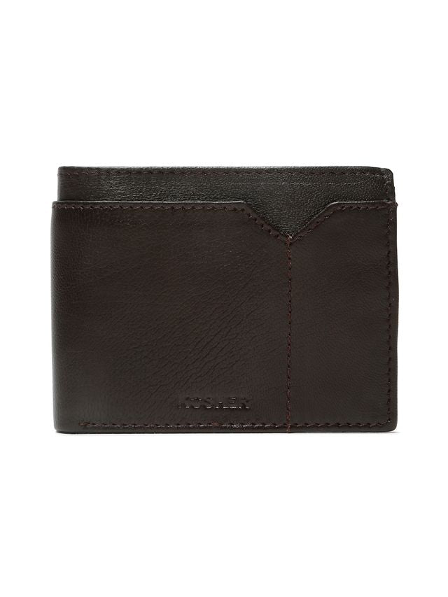 KOSHER Brown Color v Strap Premium Leather Wallet with tich button coin pocket wallet for men's