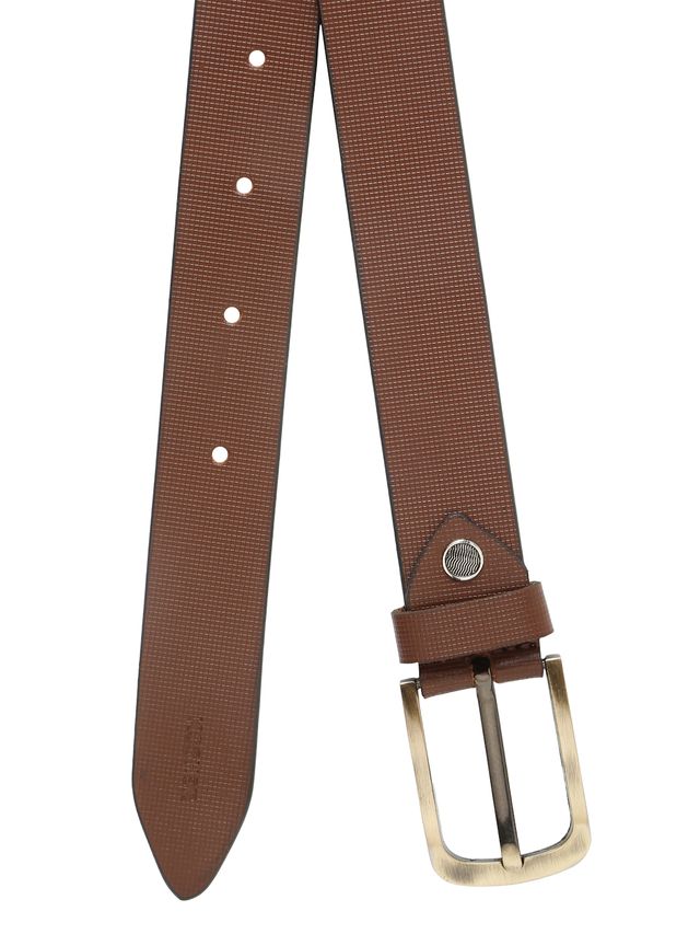 KOSHER Brown Color Men's Textured Genuine Leather Belt With Antiqe Finish Buckle – Elegant Textured Finish Belt