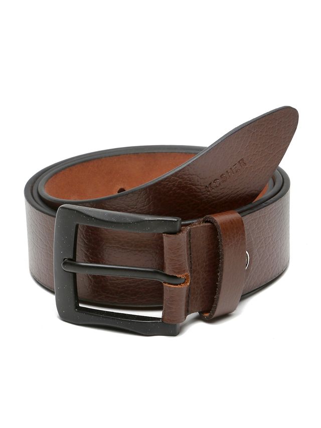 KOSHER Brown Color Men's Genuine NDM Leather Belt With Matte Black Buckle – Classic Formal & Casual Wear
