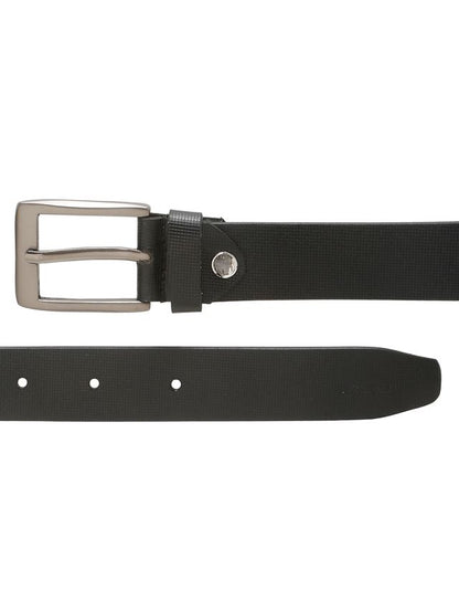 KOSHER Black Color Men's Textured Genuine Leather Belt With Antiqe Finish Buckle – Elegant Textured Finish Belt