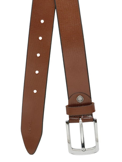 KOSHER Brown Color Men's Classic Genuine Leather Belt – Textured With Polished S.S Finish Buckle
