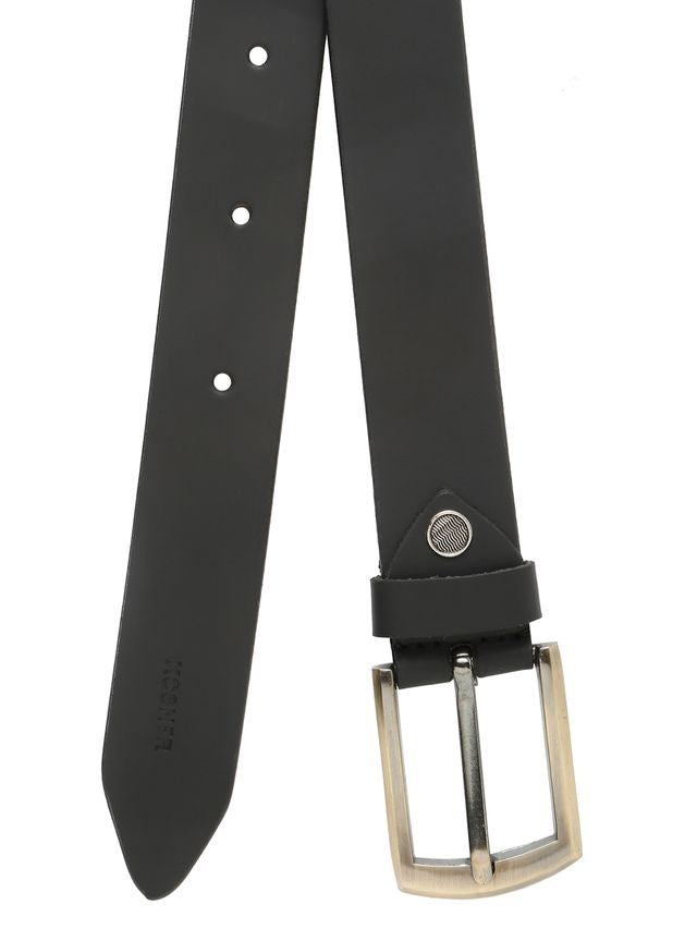 KOSHER Black Color Men's Genuine Leather Belt with Antique Brass Finish-Buckle