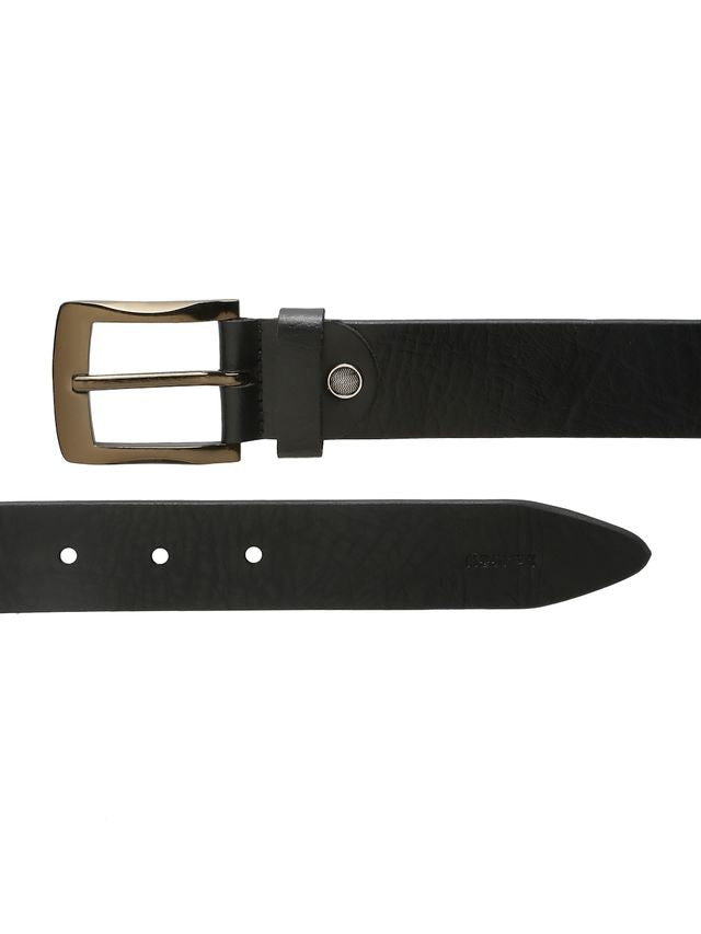 KOSHER Black Color Men's Classic Genuine Leather Belt With Blackish Gold Finish Buckle