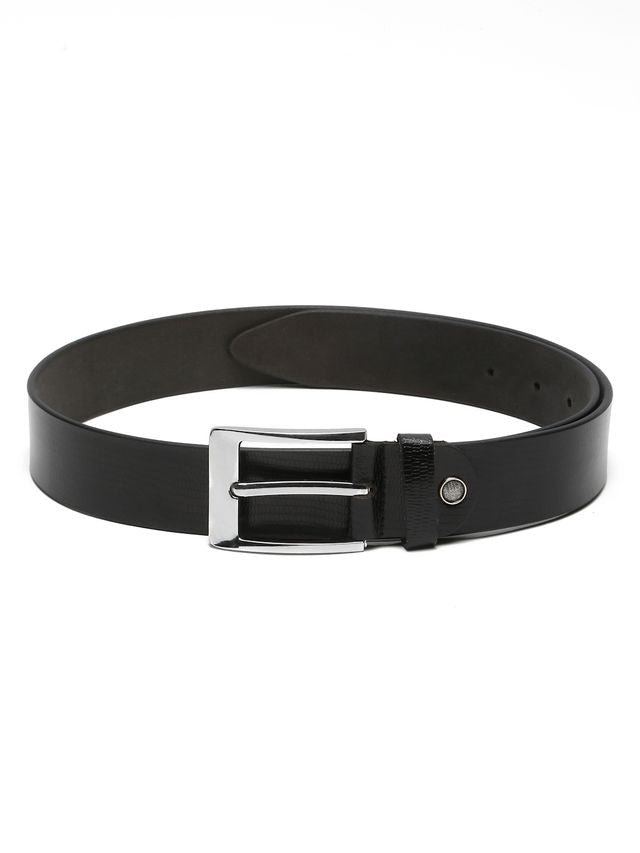 KOSHER Black Color Men's Classic Genuine Leather Belt – Textured With Polished S.S Finish Buckle