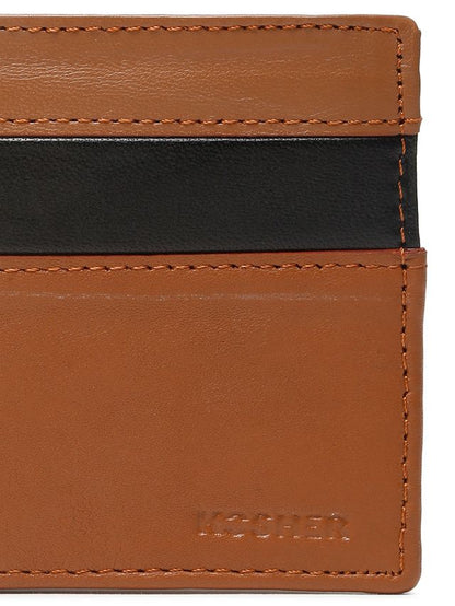 KOSHER Tan Color Premium Soft Leather With Zipp Coin Pocket Wallet for Men's