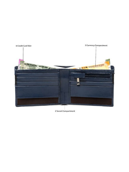 KOSHER Blue Color Premium Soft Leather With Zipp Coin Pocket Wallet for Men's