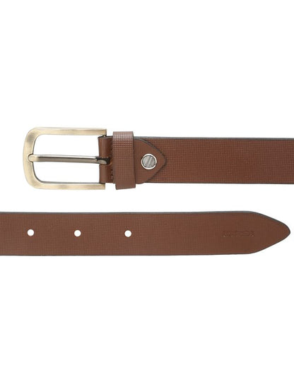 KOSHER Brown Color Men's Textured Genuine Leather Belt With Antiqe Finish Buckle – Elegant Textured Finish Belt
