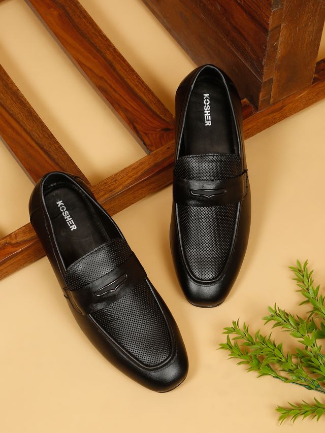 Kosher Black Color Slip-on Men's Formal Shoes