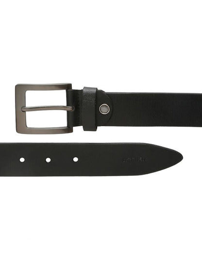 KOSHER Black Color Textured Men’s Classic Genuine Leather Belt with Antique Silver Buckle